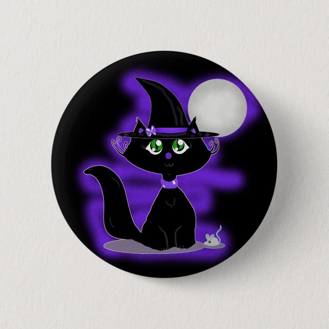 Bóton Redondo 5.08cm Halloween Cat e rato de brinquedo (Frente)