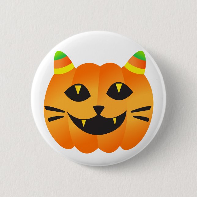 Bóton Redondo 5.08cm Halloween Cat-o'-Lanterna (Frente)