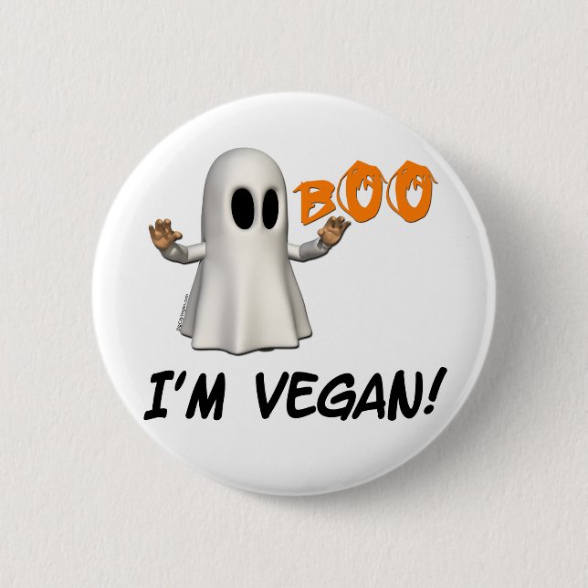 Bóton Redondo 5.08cm Halloween Eu sou Vegan (Frente)