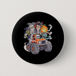 Bóton Redondo 5.08cm Halloween Gamer Skeleton Zombie Monster Truck Boys