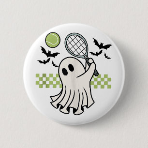 Bóton Redondo 5.08cm Halloween Ghost Tênis Player Retro Spooky Season