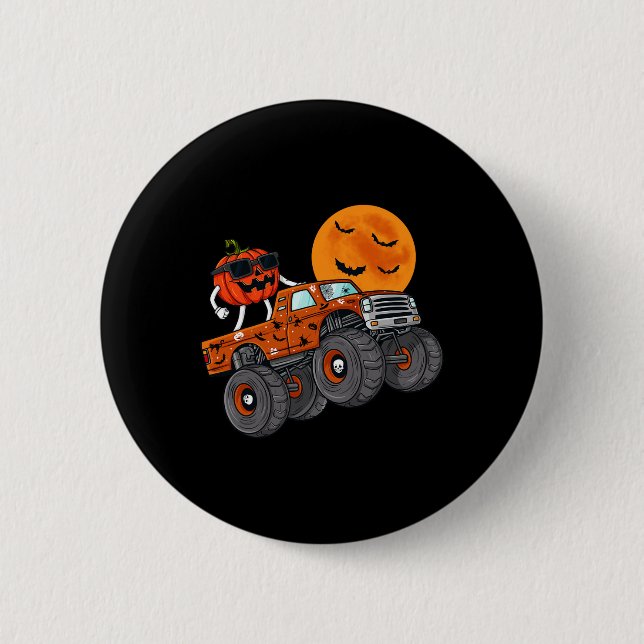 Bóton Redondo 5.08cm Halloween Jack O Lanterna Monster Truck Toddler Bo (Frente)
