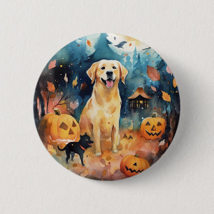 Bóton Redondo 5.08cm Halloween Lappund Finlandês Com Pumpkins Assustado