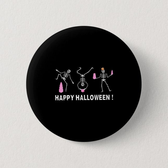 Bóton Redondo 5.08cm Halloween Montessori Teacher Skeleton Dancing Educ (Frente)