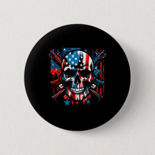 Bóton Redondo 5.08cm Halloween Patriotic Skeleton American Flag 4º