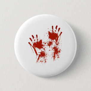 Bóton Redondo 5.08cm Halloween Sangue Mãos Figurino Zombie