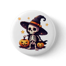 Halloween Skeleton bruxa botton Pin