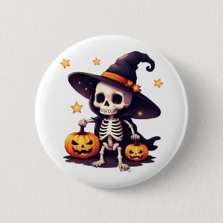 Bóton Redondo 5.08cm Halloween Skeleton bruxa botton Pin