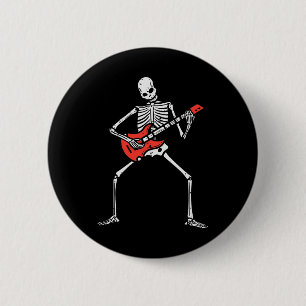Bóton Redondo 5.08cm Halloween Skeleton Rock Guitar Costume Rocker Men