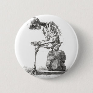 Bóton Redondo 5.08cm Halloween Skeleton Sitting Anatomia