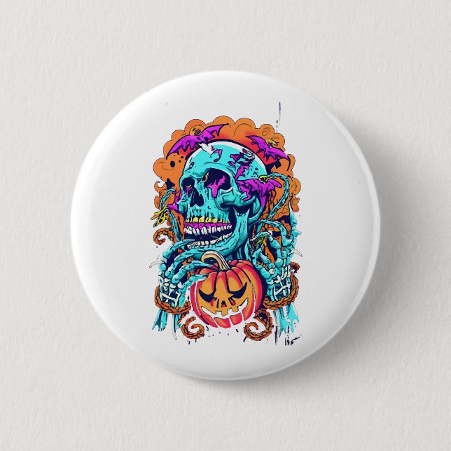 Bóton Redondo 5.08cm Halloween Skull (Frente)