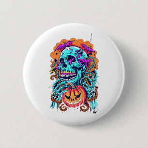 Bóton Redondo 5.08cm Halloween Skull