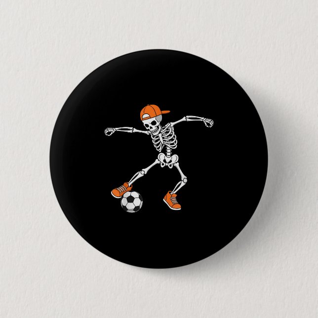 Bóton Redondo 5.08cm Halloween Soccer Skeleton Football Trick Or Treat  (Frente)