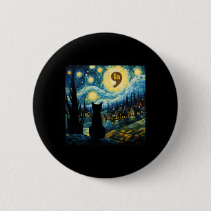 Bóton Redondo 5.08cm Halloween Starry Night Black Cat Comma La Kamala H