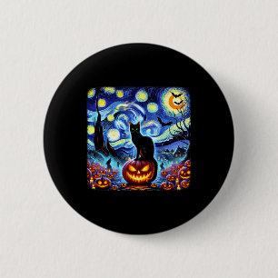 Bóton Redondo 5.08cm Halloween Van Gogh Starry Night Black