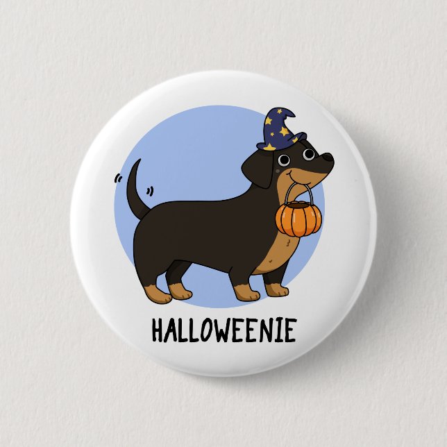 Bóton Redondo 5.08cm Halloweenie Funny Sausy Cão Pun (Frente)