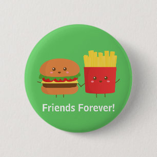 Bóton Redondo 5.08cm Hamburger Fofinho e Batata Frita Amigos Para Sempr