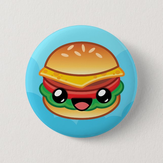 Bóton Redondo 5.08cm Hamburger Saltitante Feliz (Frente)