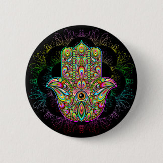 Bóton Redondo 5.08cm Hamsa Fatma Mão Arte Psicodélica