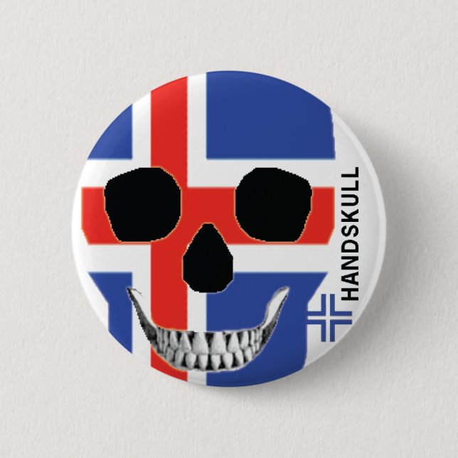Bóton Redondo 5.08cm HANDSKULL Islândia - botão (Frente)
