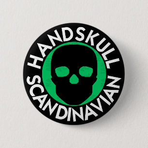 Bóton Redondo 5.08cm HANDSKULL LIV Emerald Round Crachá preto P3
