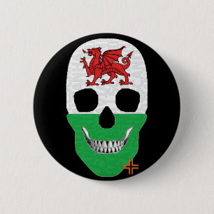 Bóton Redondo 5.08cm HANDSKULL Wales Round Crachá preto B2