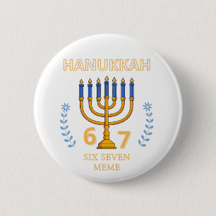 Bóton Redondo 5.08cm Hanukkah 67 Seis Sete Meme