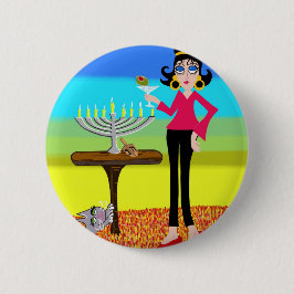 Bóton Redondo 5.08cm Hanukkah retro e um Martini