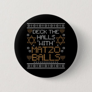 Bóton Redondo 5.08cm Hanukkah's Menorah Deck The Halls Matzo Balls