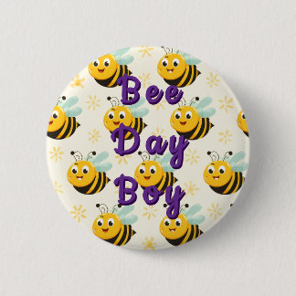 Bóton Redondo 5.08cm Happy Bee Day Birthday Balloon