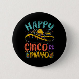 Bóton Redondo 5.08cm Happy Cinco De Mayo Mexicano Fiesta Cinco De