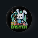 Bóton Redondo 5.08cm Happy Easter Bunny Pixel Game<br><div class="desc">Happy Easter Bunny Pixel Game</div>