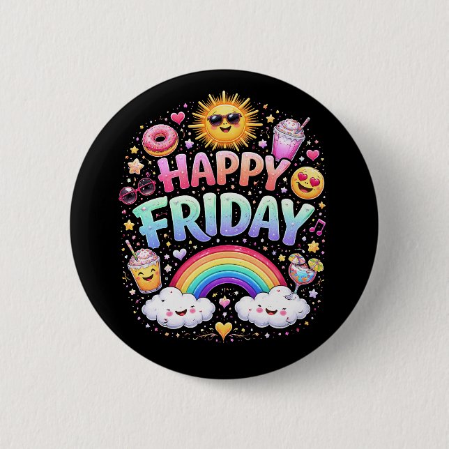Bóton Redondo 5.08cm Happy Friday (Frente)
