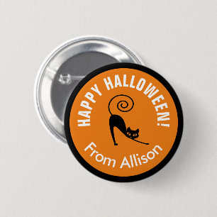 Bóton Redondo 5.08cm Happy Halloween Black Cat ID686