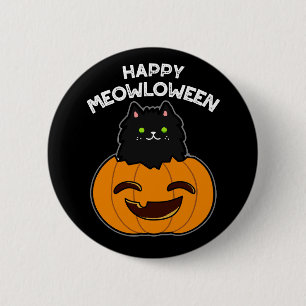 Bóton Redondo 5.08cm Happy Meowloween Halloween Black Cat Pun Dark BG
