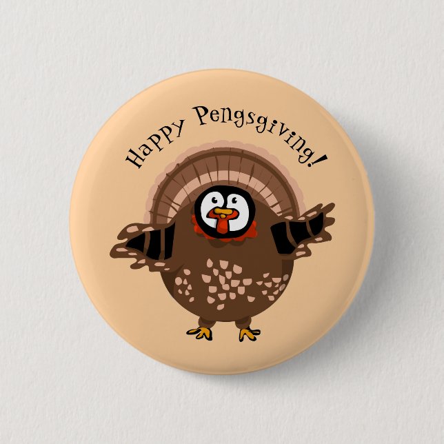 Bóton Redondo 5.08cm Happy PengsGiving Turkey (Frente)