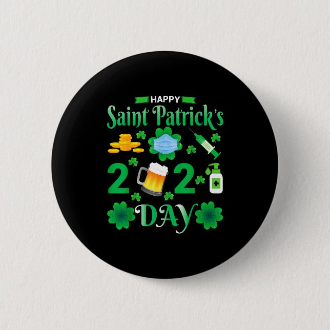 Bóton Redondo 5.08cm Happy Saint Patrick's Day 2024 Irish Shamrock Face (Frente)