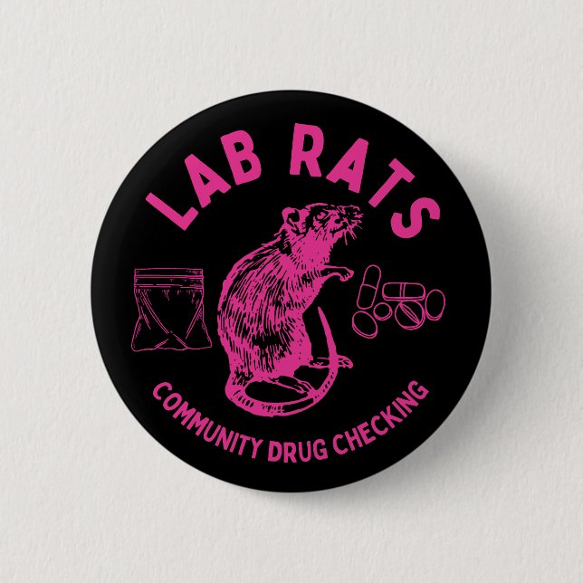 Bóton Redondo 5.08cm Harm Reduction Sisters Lab Rats Logo (Frente)