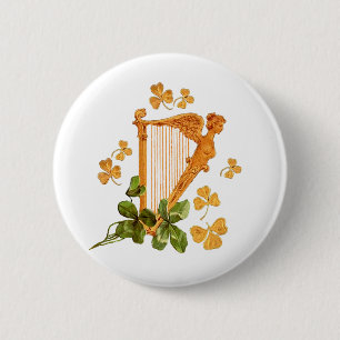 Bóton Redondo 5.08cm Harpa irlandesa dourada - Erin vai Bragh
