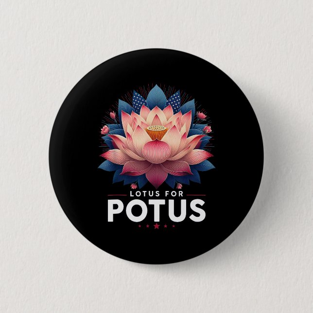 Bóton Redondo 5.08cm Harris 2024 Lotus For Potus Trending Presidente (Frente)