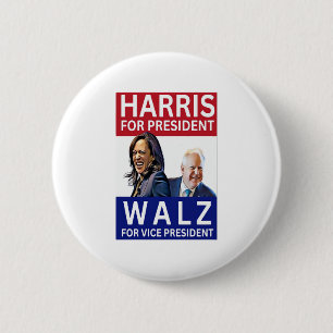 Bóton Redondo 5.08cm Harris Para Presidente Walz Para O Vice-Presidente