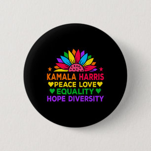 Bóton Redondo 5.08cm Harris Peace Love Igualdade Esperam Diversidade