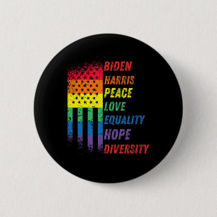 Bóton Redondo 5.08cm Harris Rainbow American Flag Novelty Tee Inaugurat