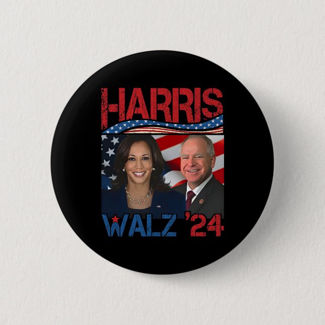 Bóton Redondo 5.08cm Harris Tim Walz Waltz 3 (Frente)