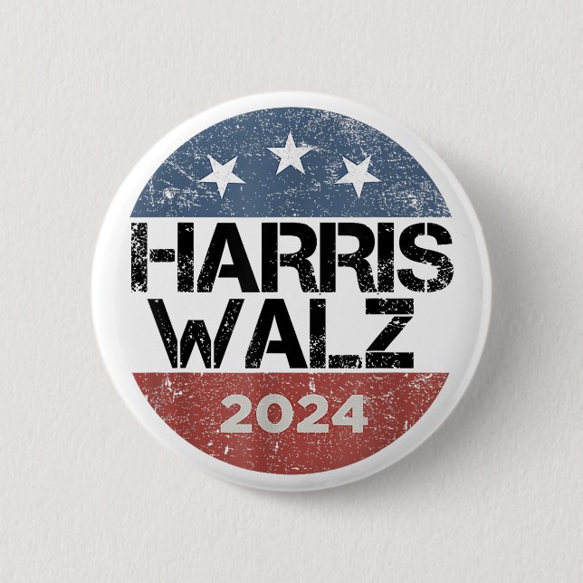 Bóton Redondo 5.08cm Harris Waltz 2024 Eleição Kamala Harris Tim Waltz (Frente)