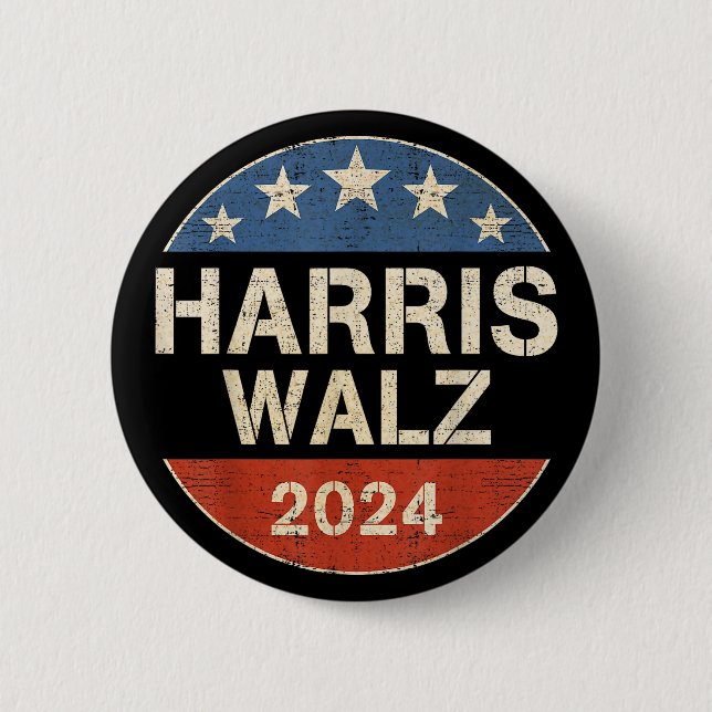 Bóton Redondo 5.08cm Harris Waltz 2024 Eleição Kamala Harris Tim Waltz (Frente)