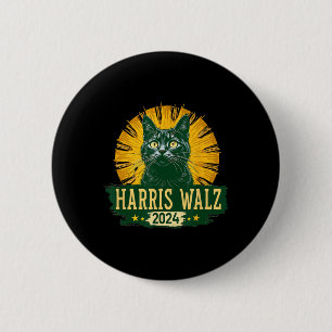 Bóton Redondo 5.08cm Harris Waltz 2024 Humor Cat Election Kamala Harris