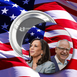 Bóton Redondo 5.08cm Harris Waltz 2024 - Kamala Harris Tim Waltz