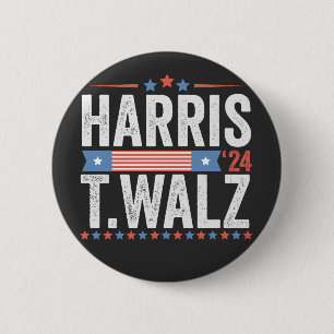 Bóton Redondo 5.08cm Harris Walz 2024 Eleição Kamala Tim Waltz