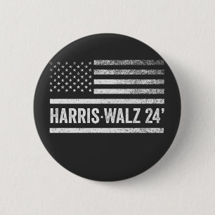 Bóton Redondo 5.08cm Harris Walz 2024 Eleição Kamala Tim Waltz